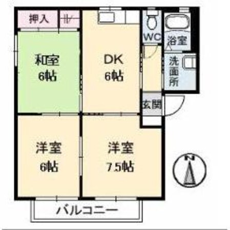 ヴェルデュール日吉台　B棟の物件間取画像